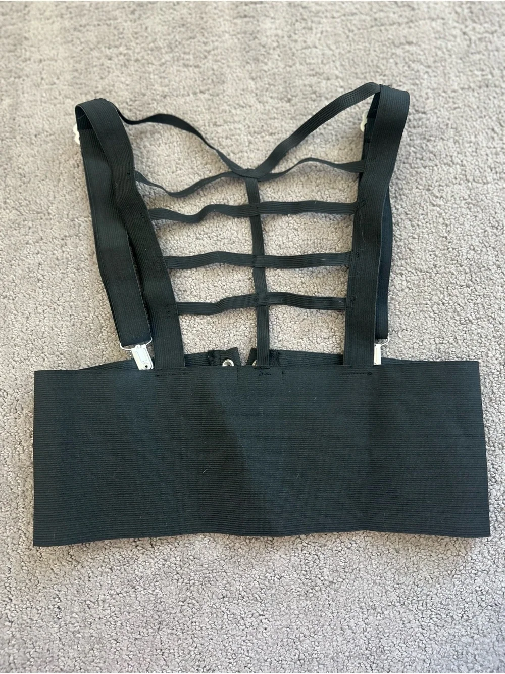 Hot Topic Black Elastic Corset Belt with Snap and Strappy Detail